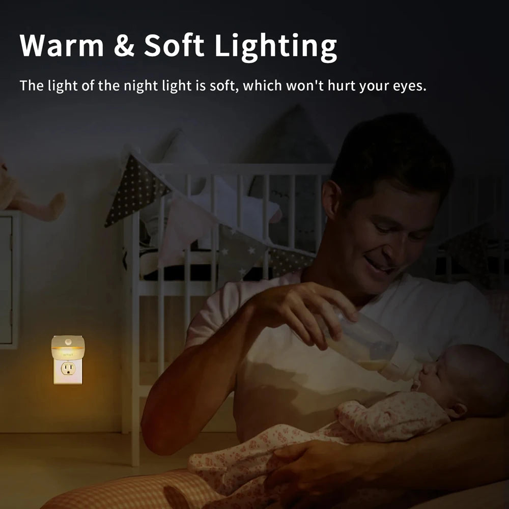 LED Night Light Motion Sensor EU Plug Lamp