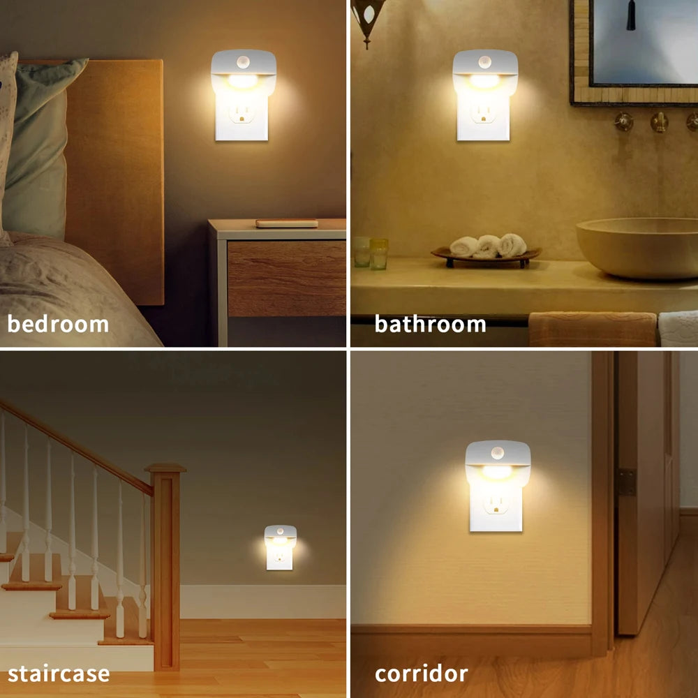 LED Night Light Motion Sensor EU Plug Lamp