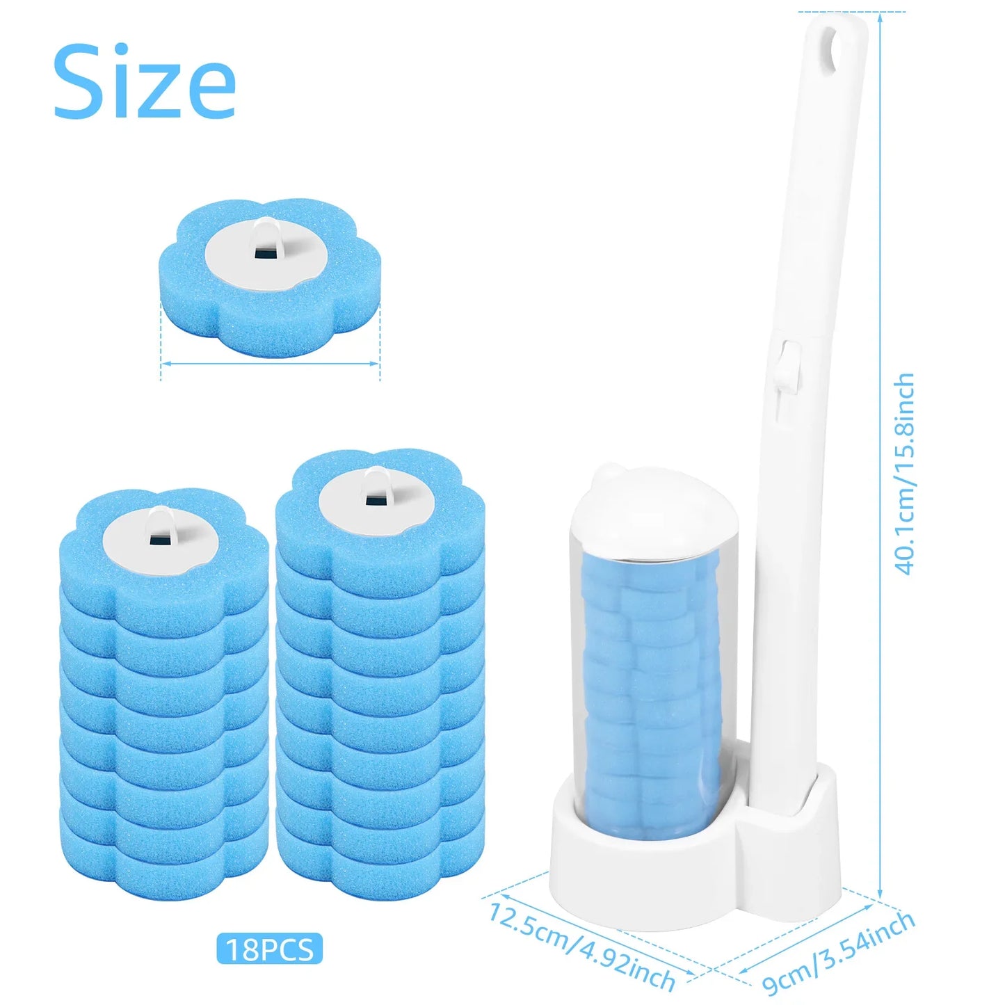 Toilet Brush with Disposable Replacement Head Kits