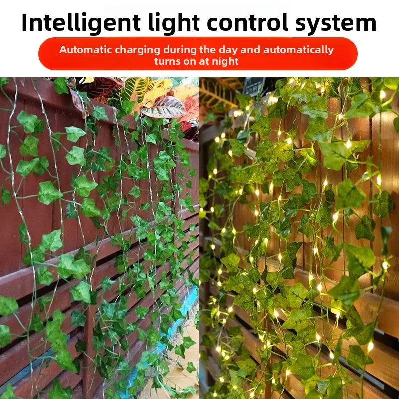 Green Leaf String Lights Artificial Vine Fairy Lights Battery Powered