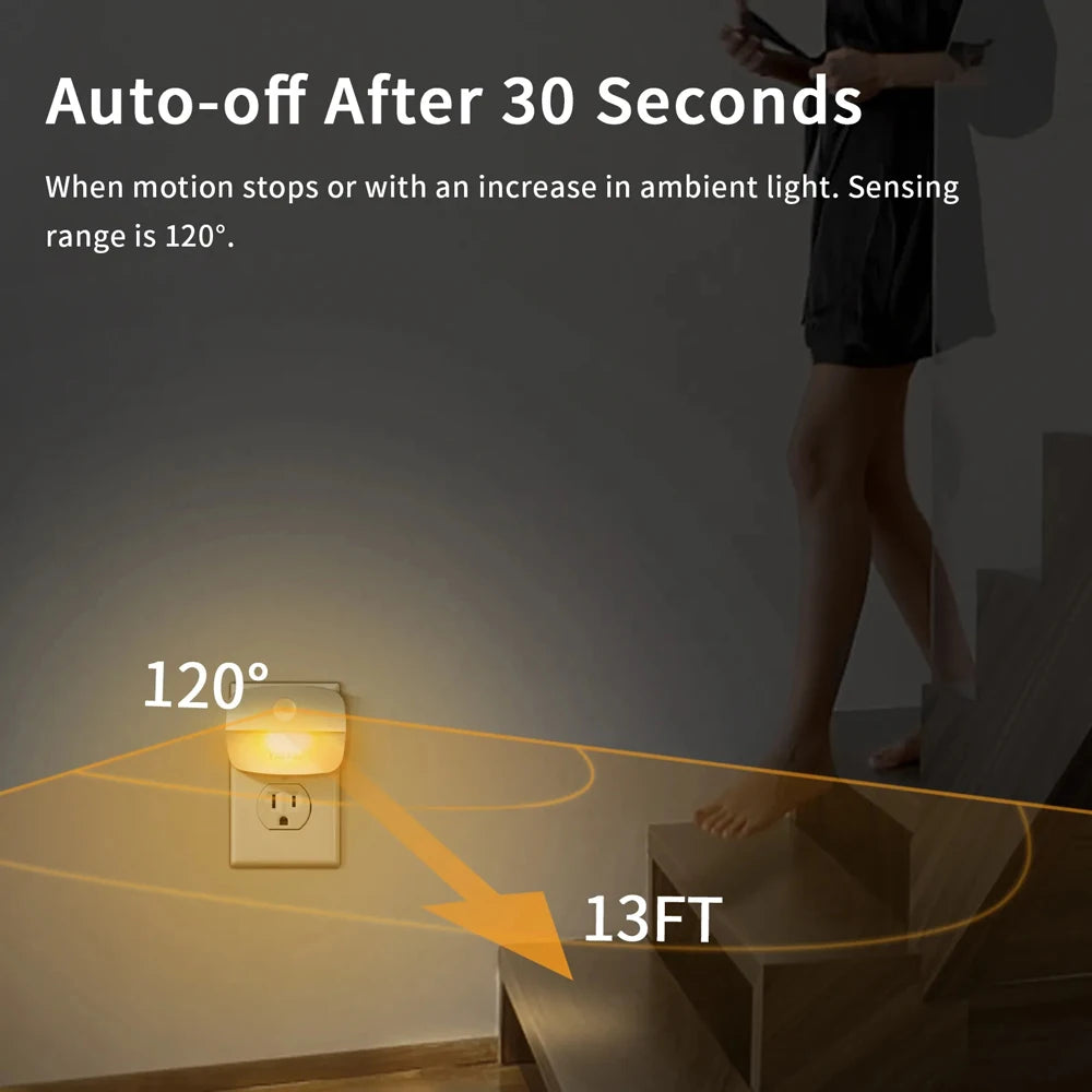 LED Night Light Motion Sensor EU Plug Lamp