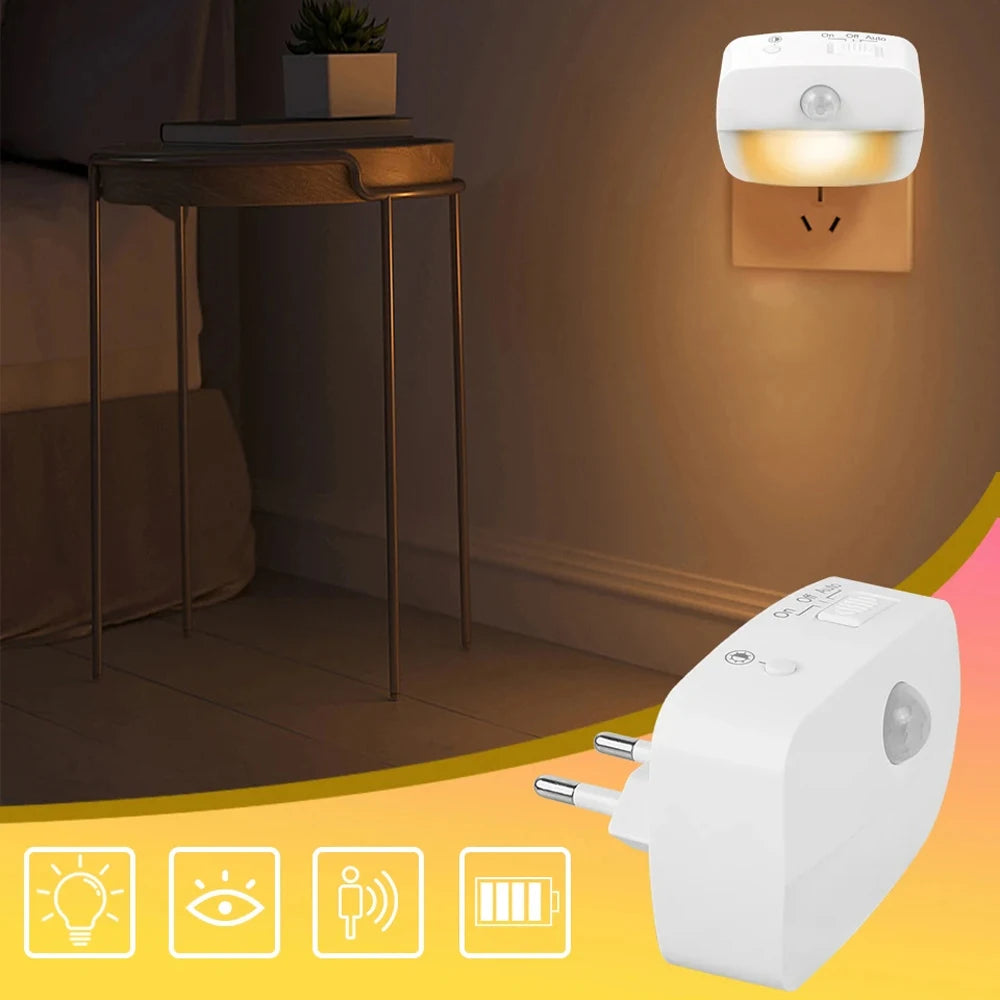 LED Night Light Motion Sensor EU Plug Lamp
