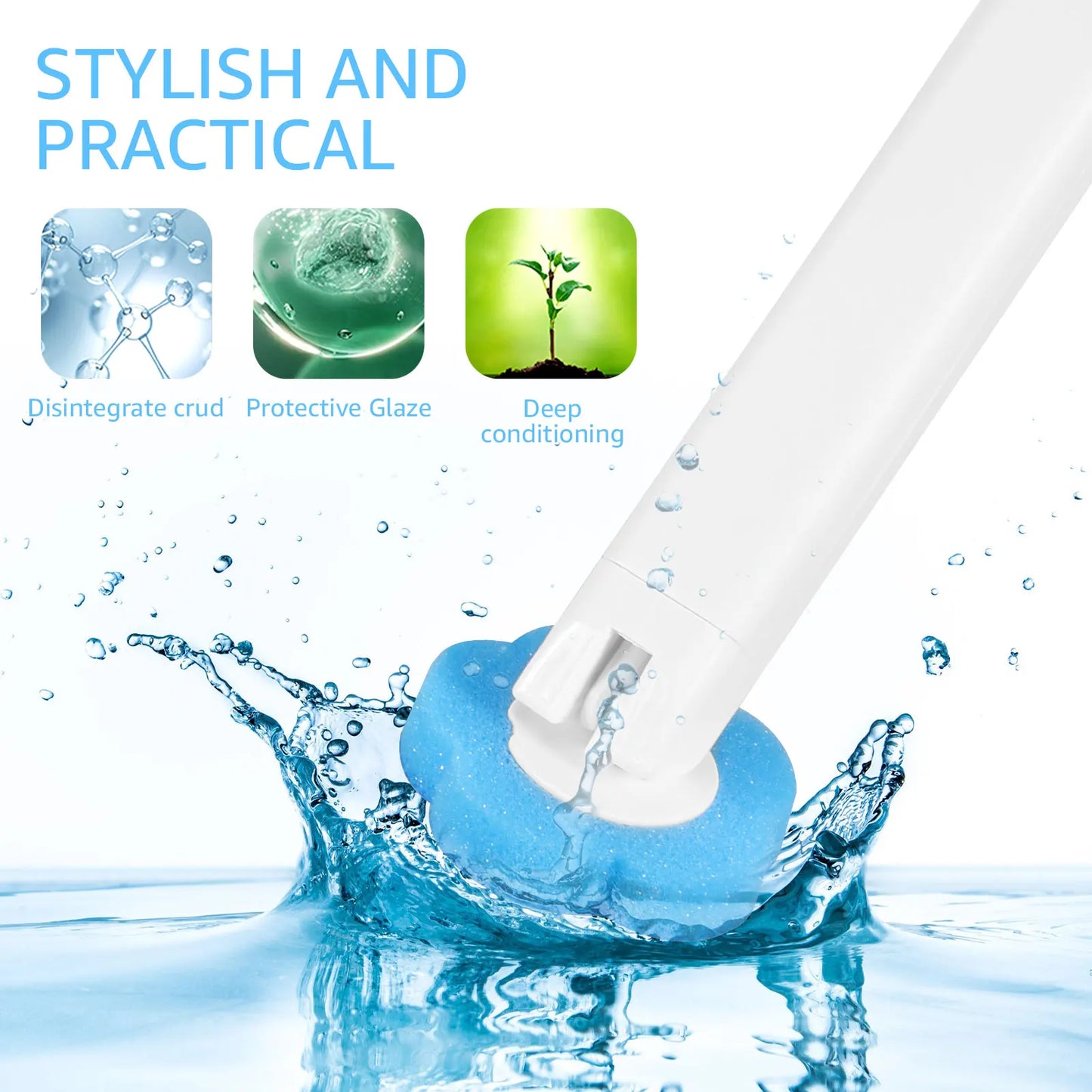Toilet Brush with Disposable Replacement Head Kits