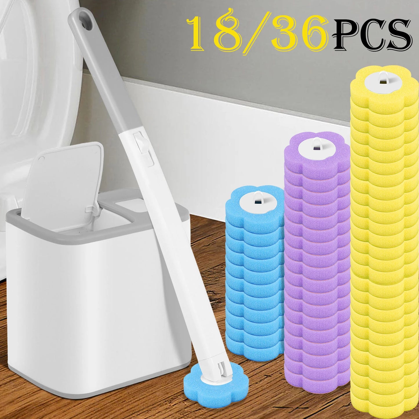 Toilet Brush with Disposable Replacement Head Kits