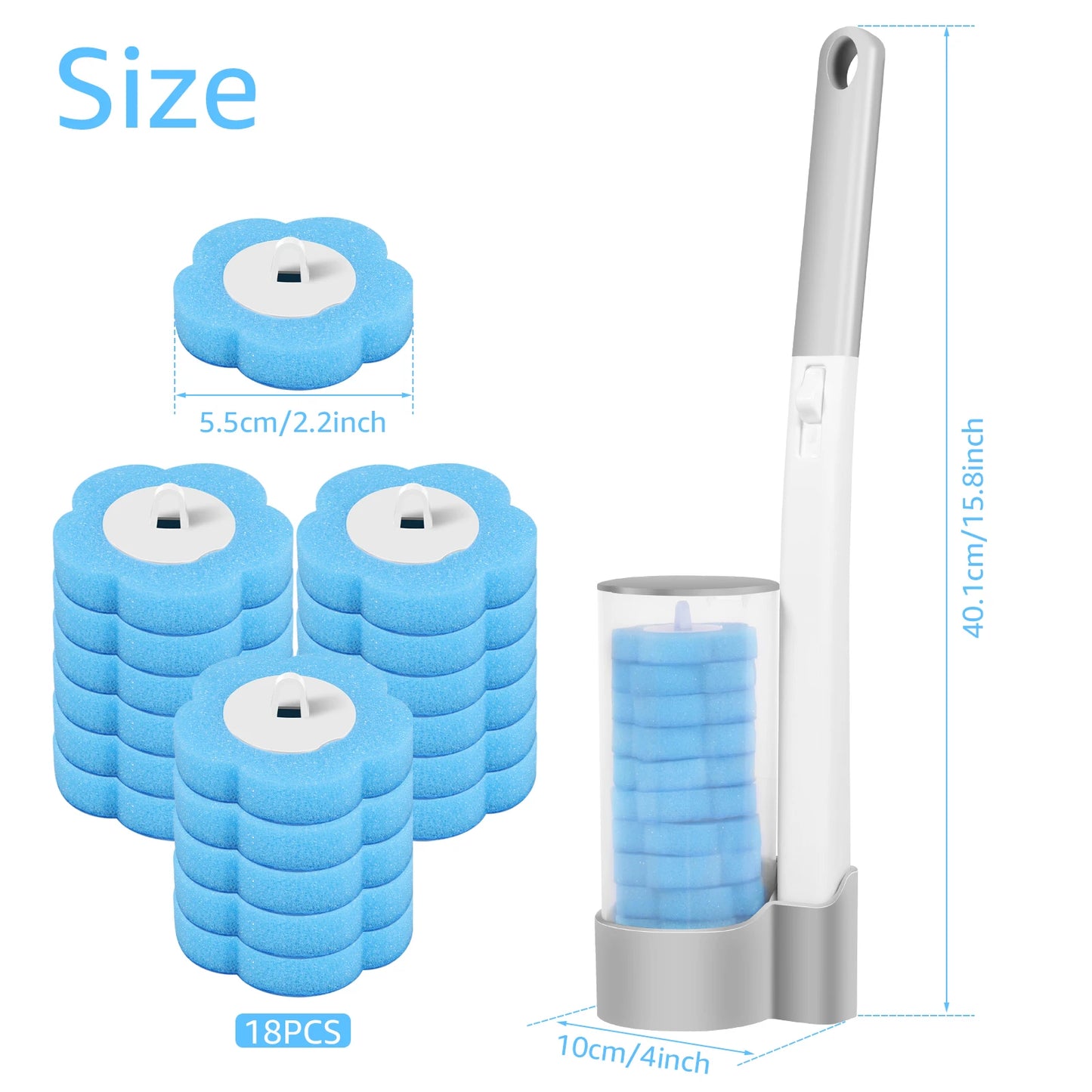 Toilet Brush with Disposable Replacement Head Kits