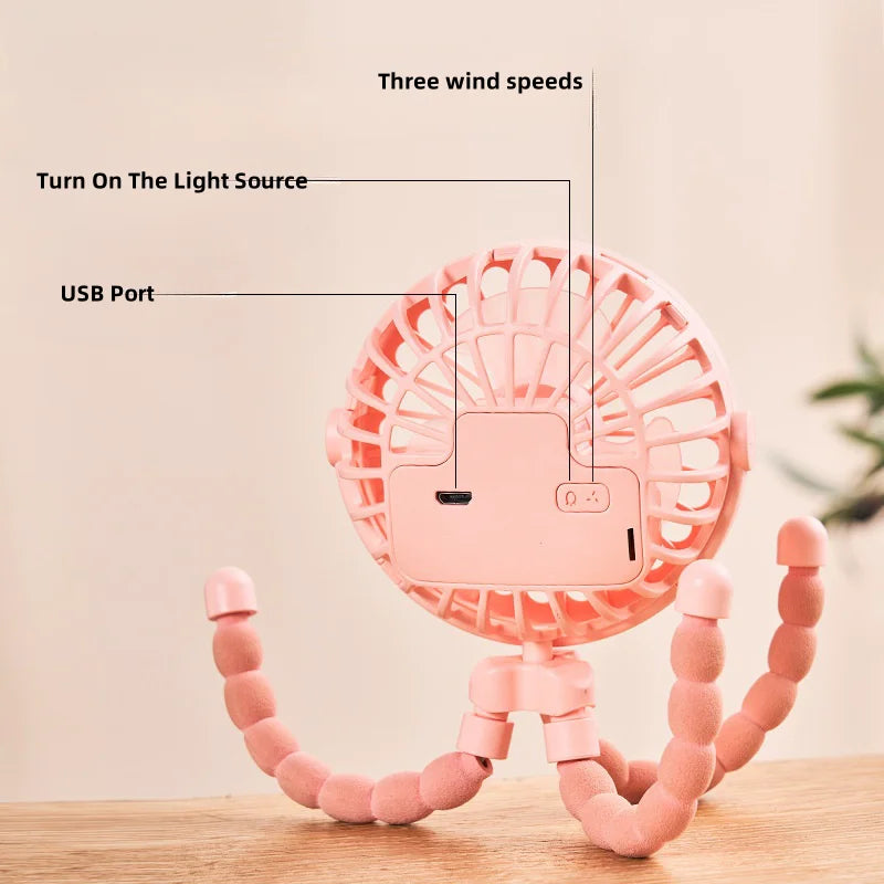 Multi-Functional USB Rechargeable Octopus Mini Fan