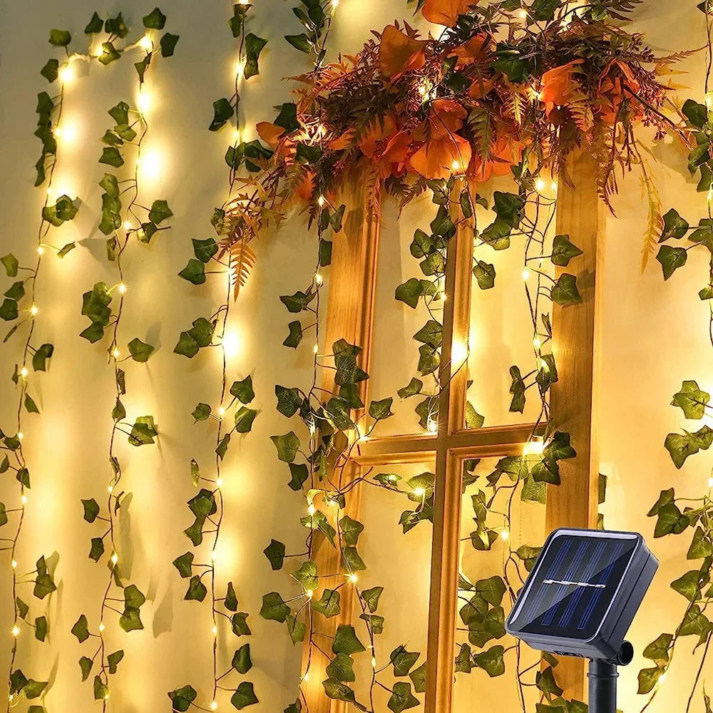 Green Leaf String Lights Artificial Vine Fairy Lights Battery Powered