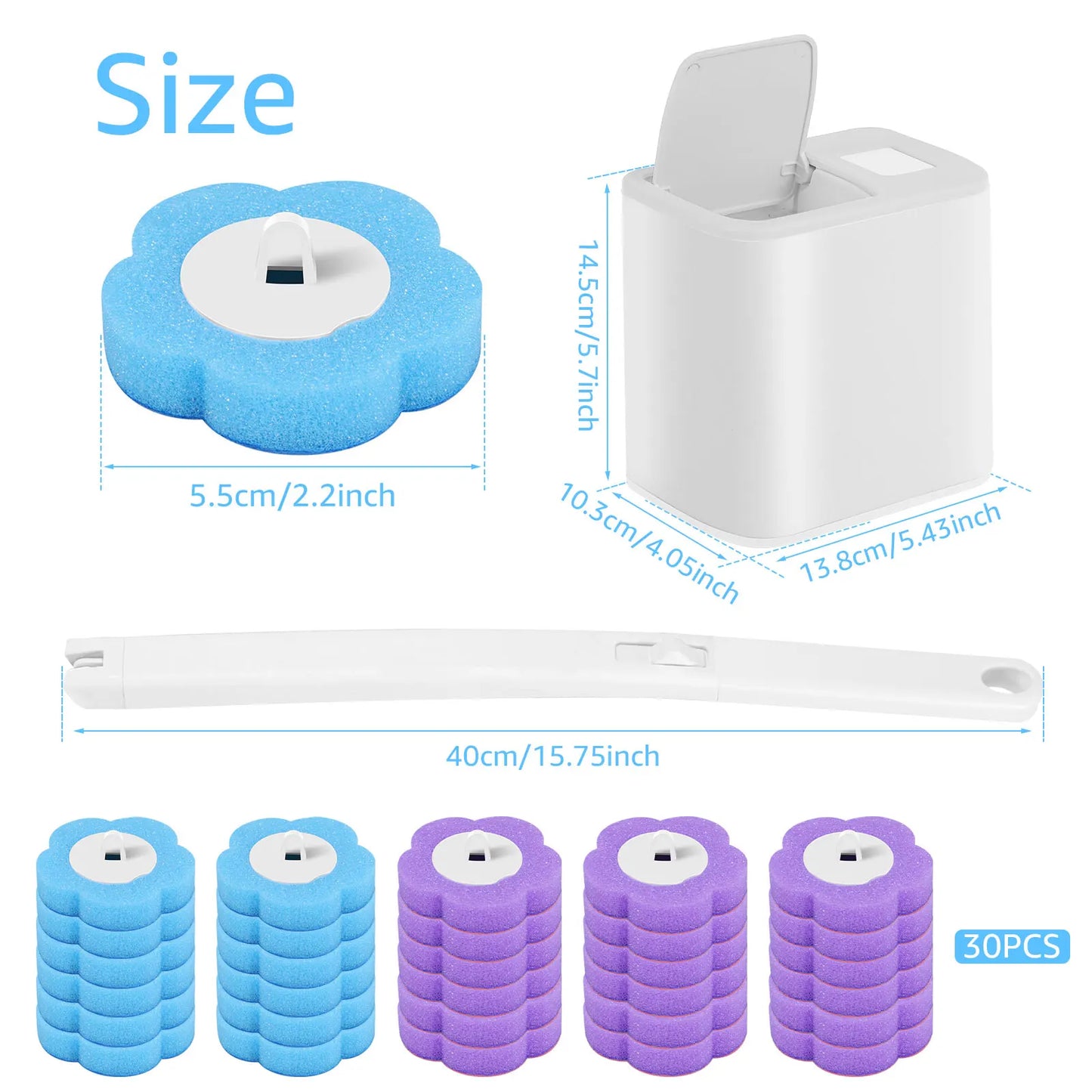 Toilet Brush with Disposable Replacement Head Kits