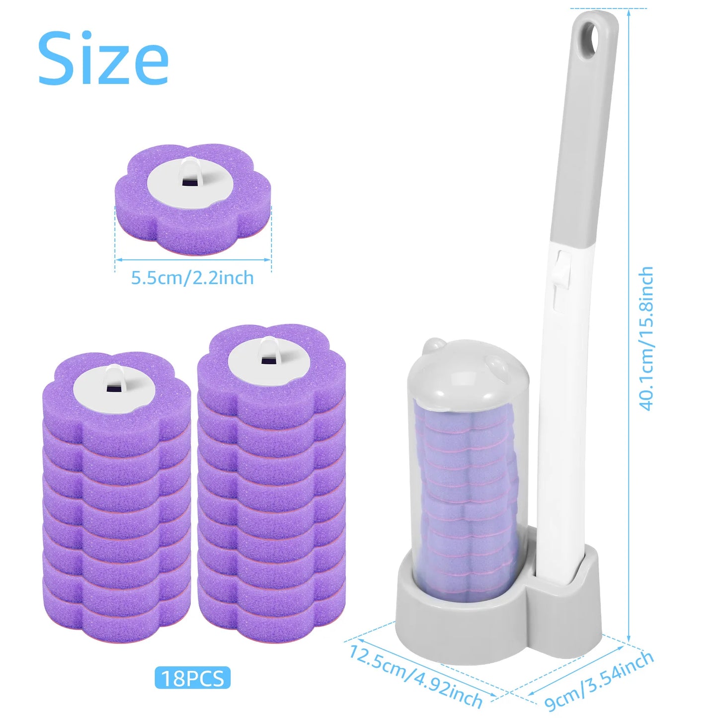 Toilet Brush with Disposable Replacement Head Kits